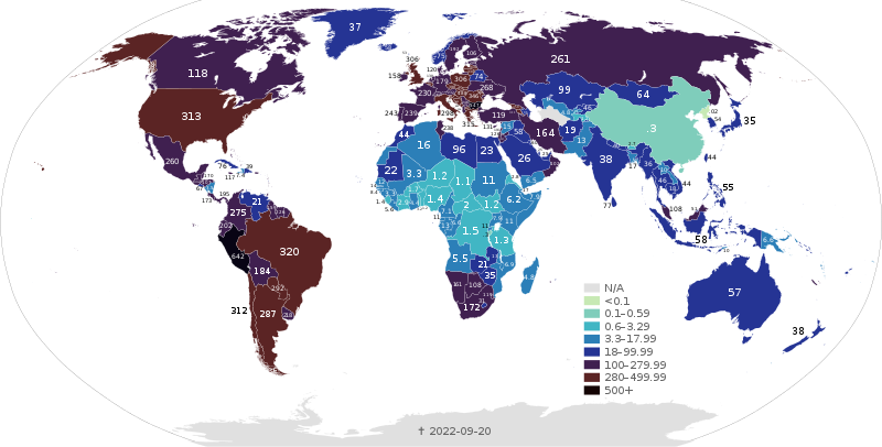 COVID-19 Outbreak World Map Total Deaths per Capita