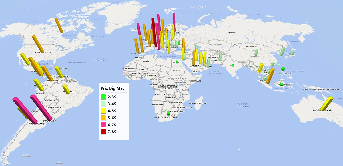 Prix du big mac � travers le monde en 2025